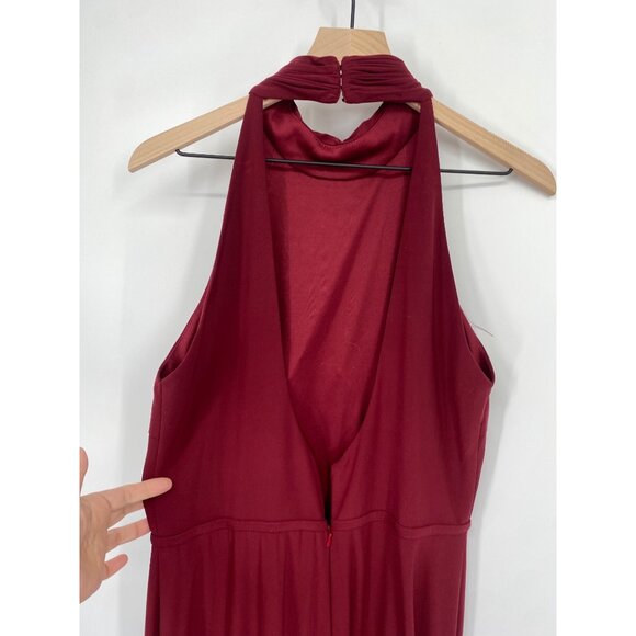 IEENA MAC DUGGAL HIGH NECK JERSEY GOWN W/TEARDROP CUTOUT BACK BURGANDY SIZE 1O - Picture 6 of 7